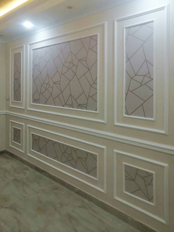 Trang trí tường bằng chỉ tường và giấy dán tường